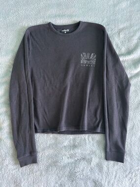 Hurley Gray Waffle-Knit Long Sleeve Top Size XS